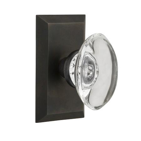 Nostalgic Warehouse Studio Plate with Oval Crystal Knob Oil Rubbed Bronze 