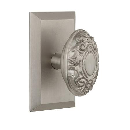 Nostalgic Warehouse Studio Plate with Victorian Knob Satin Nickel 