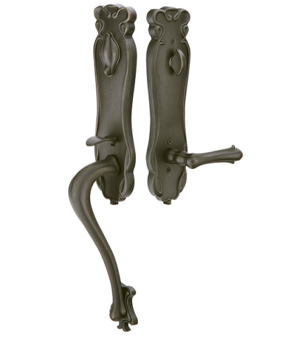 Emtek 471333 Art Nouveau Handleset with Art Nouveau Lever Flat Black Bronze 