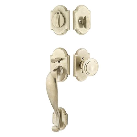 Emtek 451211 Denver Handleset with Butte Knob Tumbled White Bronze