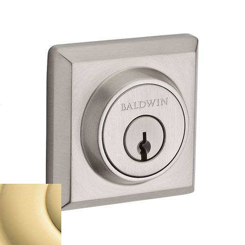 Baldwin Reserve Traditional Square Deadbolt (TSD) shown in Lifetime Polished Brass (003)