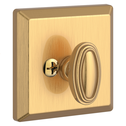 Baldwin Reserve Traditional Square Deadbolt (TSD) shown in Lifetime Satin Brass (044)