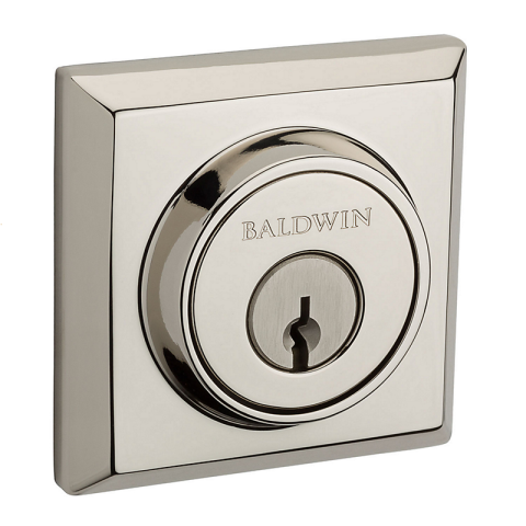 Baldwin Reserve Traditional Square Deadbolt (TSD) shown in Lifetime Satin Nickel (055)