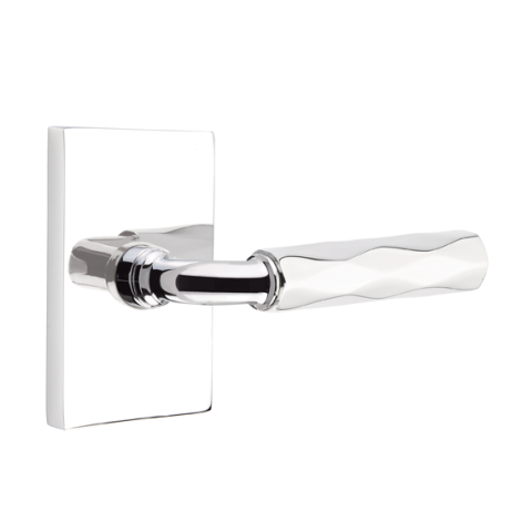 Emtek Select Tribeca Door Lever Set with R-Bar Stem w/Modern Rectangular Rose Polished chrome