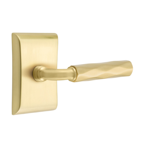 Emtek Select Tribeca Door Lever Set with R-Bar Stem w/Neos Rose Satin Brass