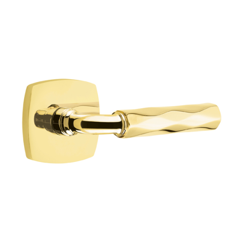 Emtek Select Tribeca Door Lever Set with R-Bar Stem w/Urban Modern Rose Unlacquered Brass