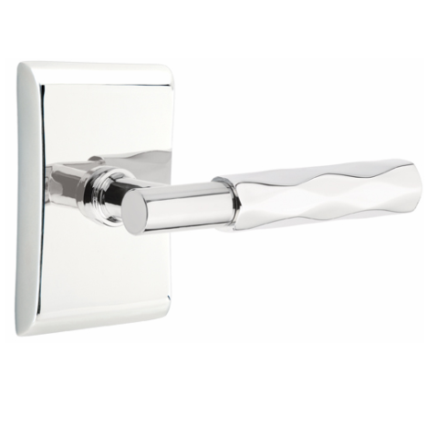 Emtek Select Tribeca Door Lever Set with T-Bar Stem with Neos Rose in Polished Chrome