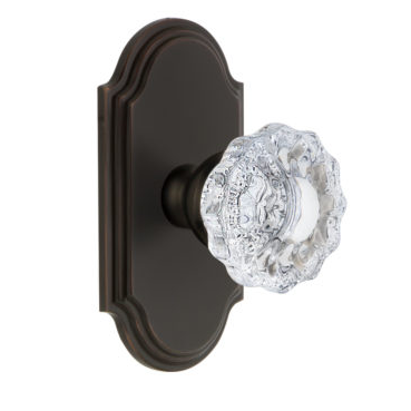 Grandeur Versailles Door Knob Set with Arc Short Plate Timeless Bronze