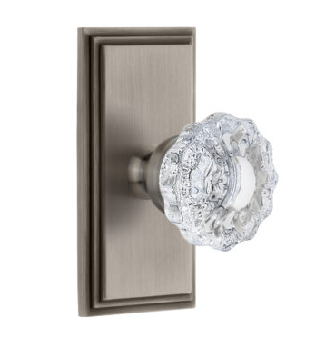 Grandeur Versailles Door Knob Set with Carre Short Plate Antique Pewter