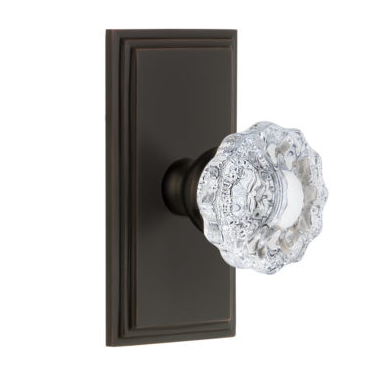 Grandeur Versailles Door Knob Set with Carre Short Plate Timeless Bronze