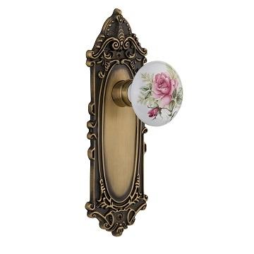 Nostalgic Warehouse Victorian Backplate with Rose Porcelain knob