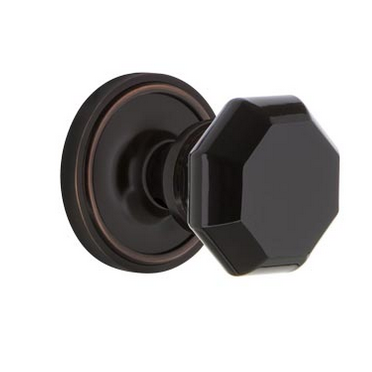 Nostalgic Warehouse Waldorf Black Crystal Knob Set with Classic Rose Timeless Bronze