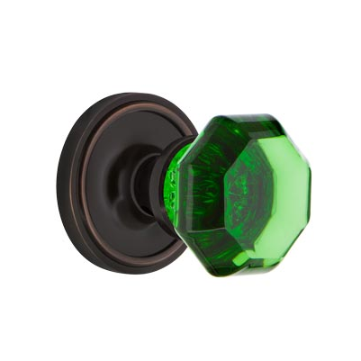 Nostalgic Warehouse Waldorf Emerald Green Crystal Knob Set Classic Rose Timeless Bronze