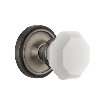 Nostalgic Warehouse Waldorf White Milk Knob with Classic Rose Antique Pewter 