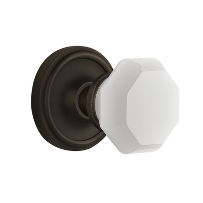 Nostalgic Warehouse Waldorf White Milk Knob with Classic Rose Oil Rubbed Bronze