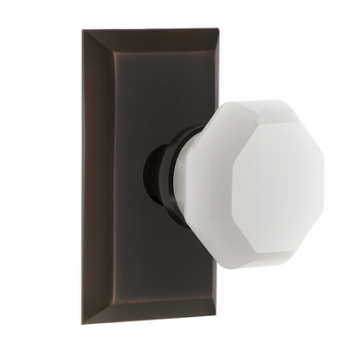 Nostalgic Warehouse Studio Plate with Waldorf White Milk Knob Timeless Bronze