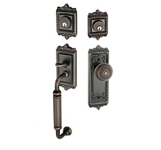 Grandeur Windsor Handleset shown with Windsor Knob in Timeless Bronze (TB)