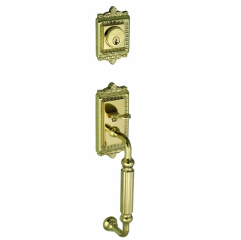 Grandeur Windsor Handleset with F grip in Lifetime Brass (LB)