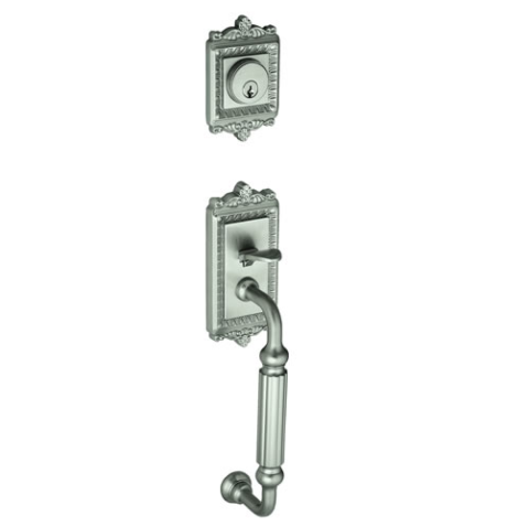 Grandeur Windsor Handleset with F grip shown in Satin Nickel (SN)