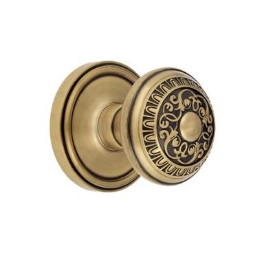 Grandeur Windsor Knob with Georgetown Rose Vintage Brass 