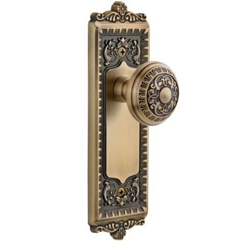 Granduer Windsor Backplate with Windsor knob Vintage Brass