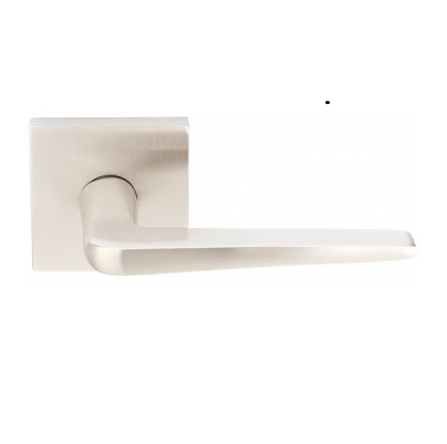 Emtek Brass Athena Door Lever with Square Rosette Satin Nickel (US15)