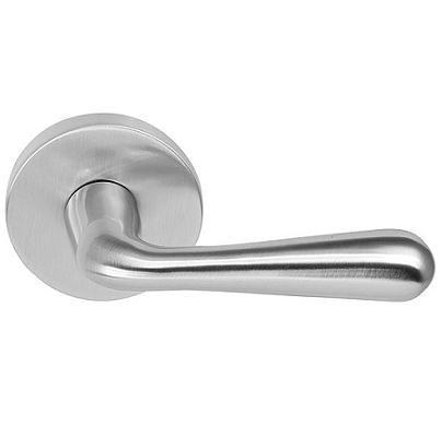 Emtek Basel Door Lever Set with Disk Rosette in Satin Nickel (US15)