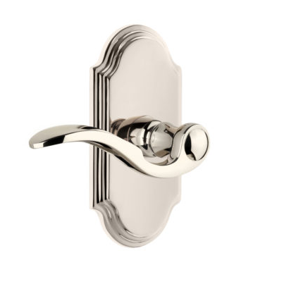 Grandeur Bellagio Lever with Arc Short Plate Polished Nickel