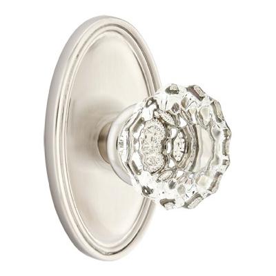 Emtek Astoria Clear Door knob with Oval Rose Satin Nickel (US15)