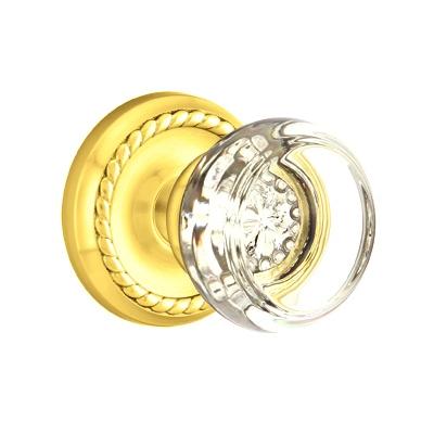 Emtek Georgetown Door Knob with Rope Rose Polished Brass (US3)