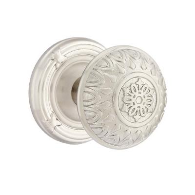 Emtek Lancaster Door knob with Ribbon and Reed Rose Satin Nickel (US15)