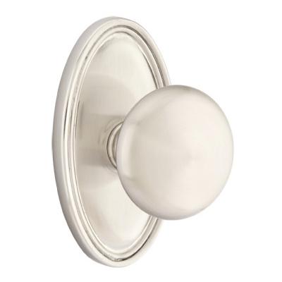 Emtek Providence Door Knob with Oval Rose Satin Nickel (US15)