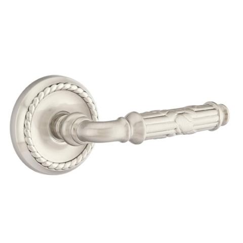 Emtek Ribbon and Reed Door Lever with Rope Rose Satin Nickel (US15)