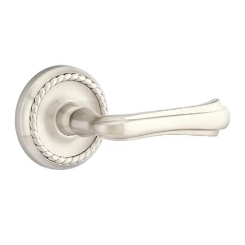 Emtek Wembley Door lever with Rope Rose Satin Nickel (US15)