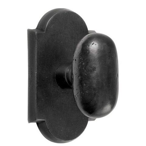 Emtek Bronze Egg Door knob with #1 Rose Flat Black Patina (FB)