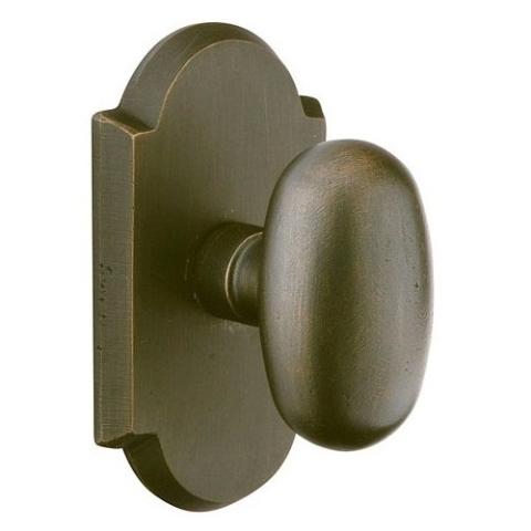 Emtek Bronze Egg Door knob with #1 Rose Medium Bronze Patina (MB)