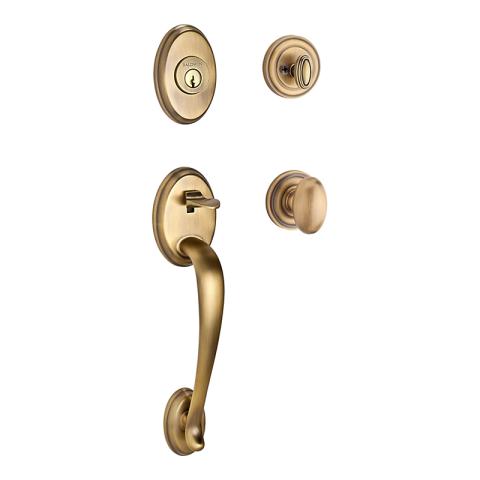 Baldwin Reserve Columbus Handleset shown in Matte Brass & Black (049)