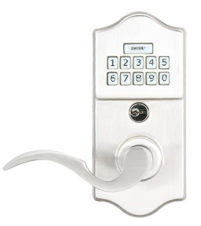 Emtek Keypad Brass Leverset with Cortina Lever Satin Nickel (US15)