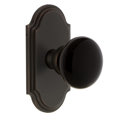 Grandeur Coventry Porcelain Door Knob Set with Arc Shortplate Timeless Bronze