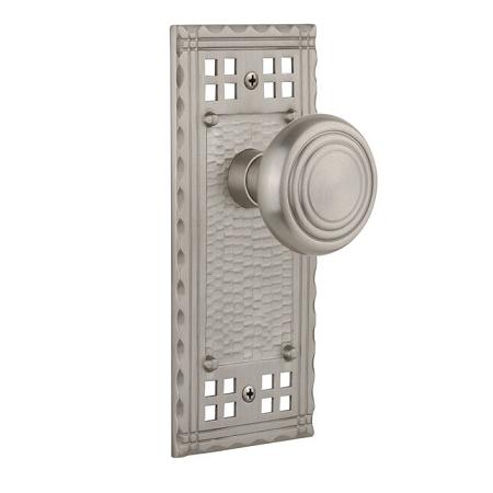 Nostalgic Warehouse Craftsman Backplate with Deco knob Satin Nickel (SN)