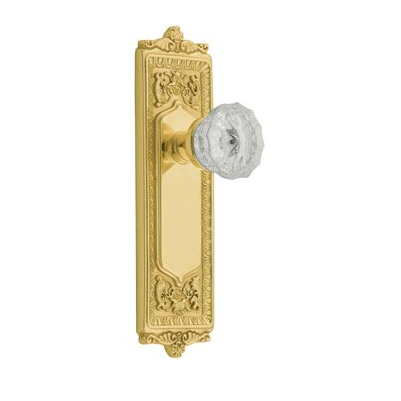 Nostalgic Warehouse Egg & Dart Backplate with Crystal Knob Polished Brass 