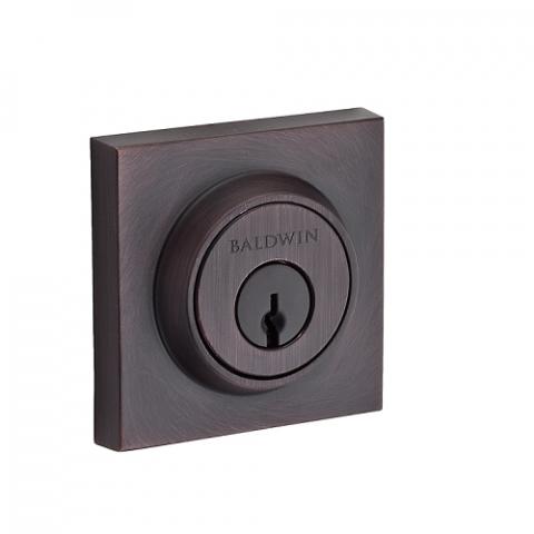 Baldwin Reserve Contemporary Square Deadbolt shown in Venetian Bronze (112)