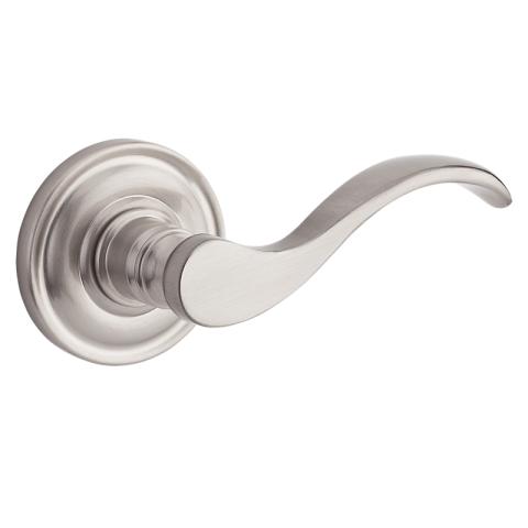 Baldwin Reserve Curve Lever shown with Round Rose (TRR) in Satin Nickel (150)