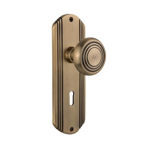 Nostalgic Warehouse Deco Backplate with Deco knob Antique Brass (AB)