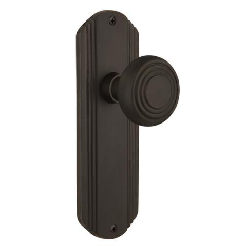 Nostalgic Warehouse Deco Backplate with Deco Knob Oil Rubbed Bronze (OB)