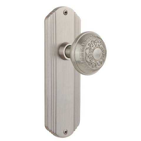 Nostalgic Warehouse Deco Backplate with Egg and Dart Knob Satin Nickel