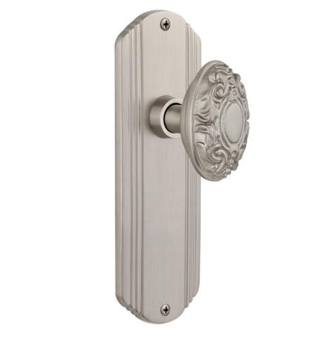 Nostalgic Warehouse Deco Backplate with Victorian Knob Satin Nickel