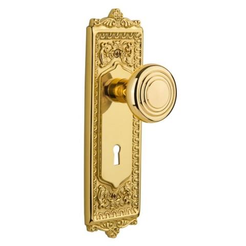 Nostalgic warehouse Egg and Dart Backplate with Deco knob Polished Bras 