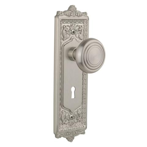 Nostalgic Warehouse Egg & Dart Backplate with Deco knob Satin Nickel