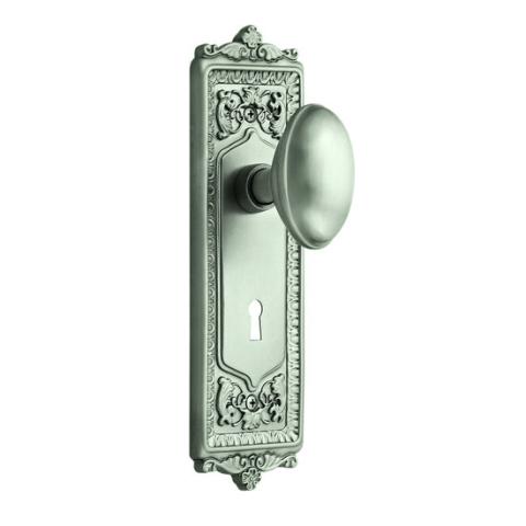 Nostalgic Warehouse Egg & Dart Backplate with Homestead Knob Satin Nickel